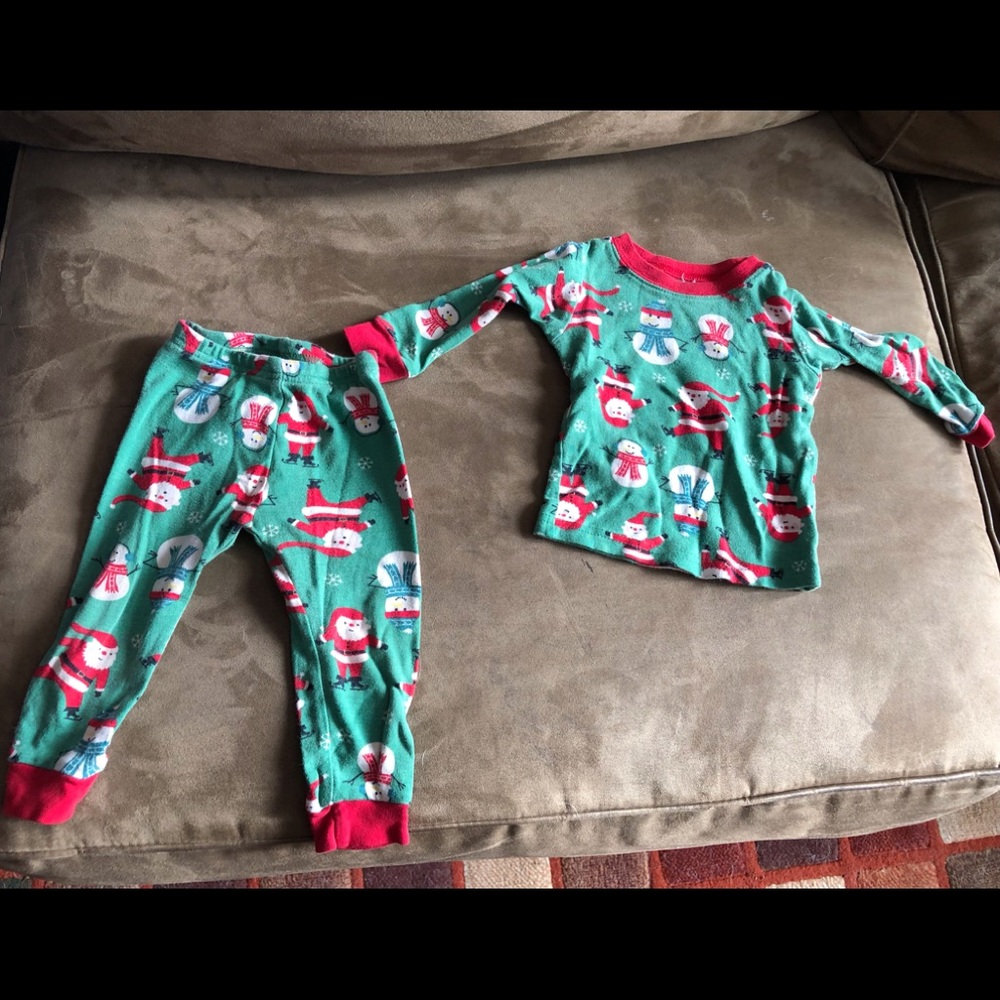 Carter’s 2 Pcs Matching Set Baby Kids Christmas X’mas Santa 12M EUC